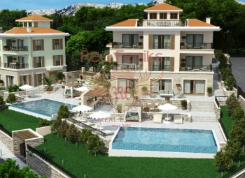 Satılık Rezevici'de, sahildeki en prestijli köyde her biri 600m2 alana sahip iki lüks villa inşa edilecek.
