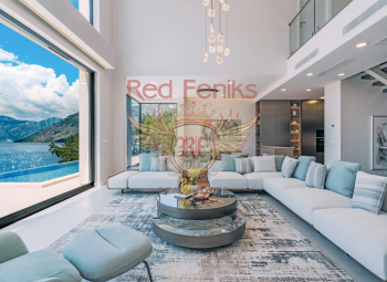This stunning contemporary villa combines modern architecture, high-end finishes, and breathtaking panoramic views of the Bay of Kotor.