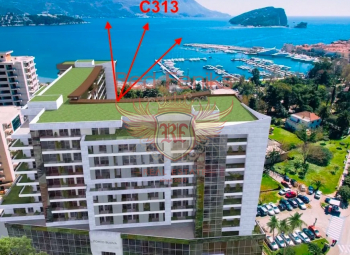 For sale one bedroom apartment with a sea view and view to the old town Budva.
