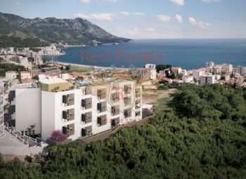 Becici'de panoramik deniz manzaralı satılık yeni kompleks.