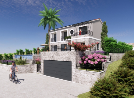 Tivat'ın Mrcevac köyünde, havaalanından sadece 5 dakika uzaklıkta, yüzme havuzlu ve muhteşem manzaralı modern bir villa satılıktır.