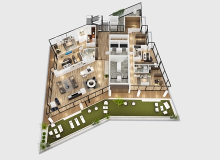 Zu verkaufen  Luxushotel-Wohnanlage in Becici in erster Linie, zwei Schlafzimmer, Wohnung mit Meerblick zum Verkauf in Montenegro, Wohnung in Becici kaufen, Haus in Region Budva kaufen