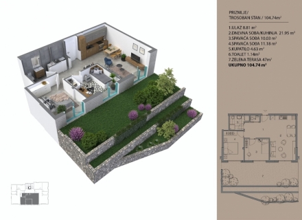 Stan u novom kompleksu u Dobroti, stanovi u Crnoj Gori, stanovi sa visokim potencijalom zakupa u Crnoj Gori, apartmani u Crnoj Gori