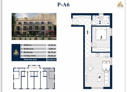 Prcanj'da Akdeniz tarzında yeni projede Tek Yatak Odalı Daire, Montenegro da satılık emlak, Dobrota da satılık ev, Dobrota da satılık emlak