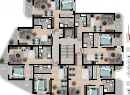 Apartment mit einem Schlafzimmer in neuem Komplex mit Meerblick, Becici, Verkauf Wohnung in Becici, Haus in Montenegro kaufen